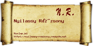 Nyilassy Rázsony névjegykártya